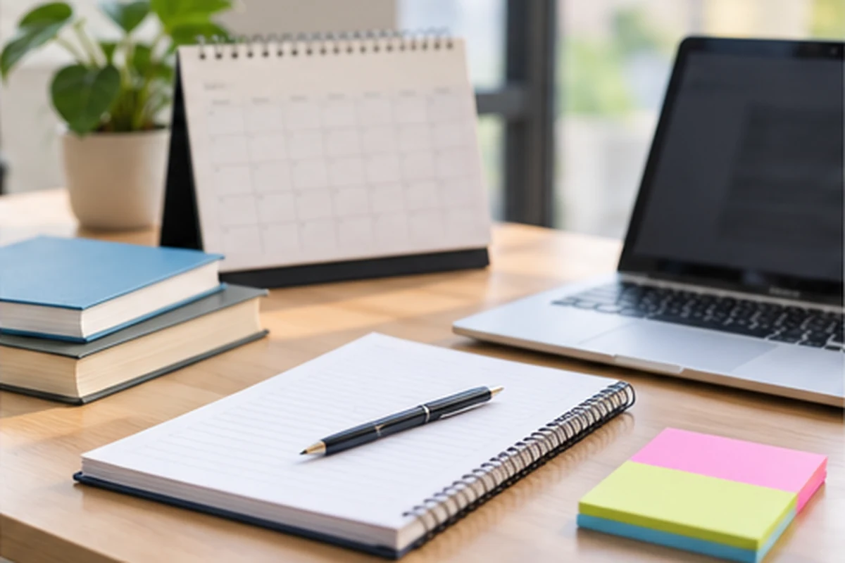 Organised study plan and exam preparation workspace