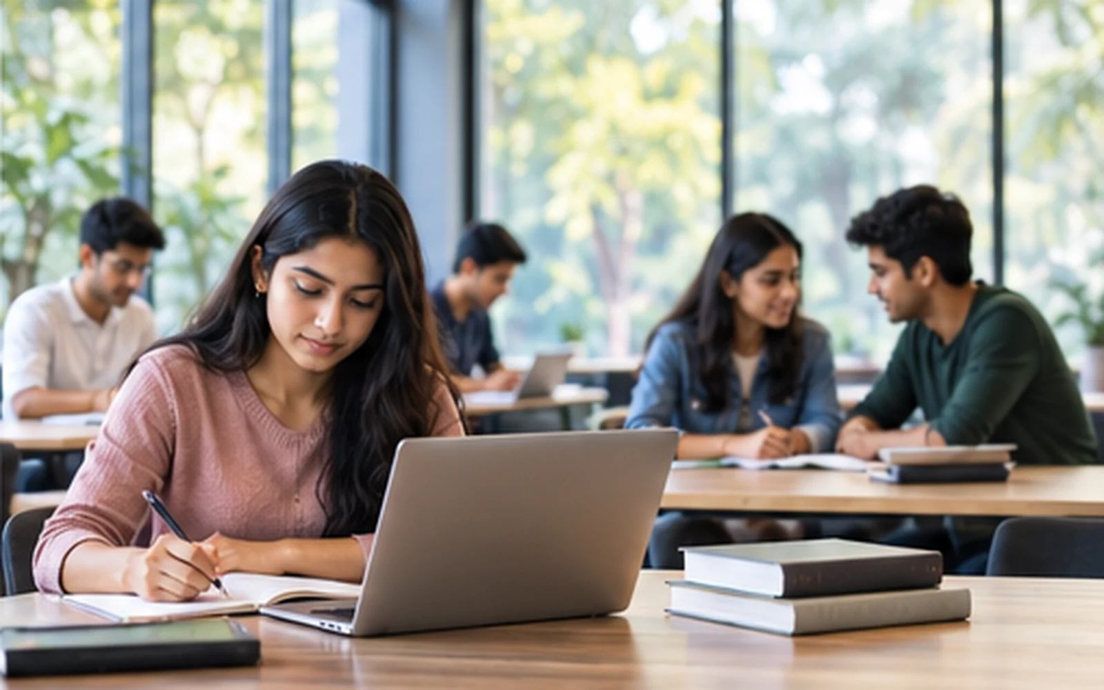 Students building academic skills in a modern learning environment